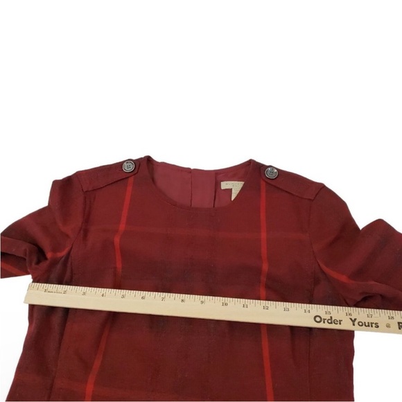 Burberry Brit Dress 6 Red Plaid Pencil Sheath Trench Wool Novacheck Nova Zip - Picture 13 of 15